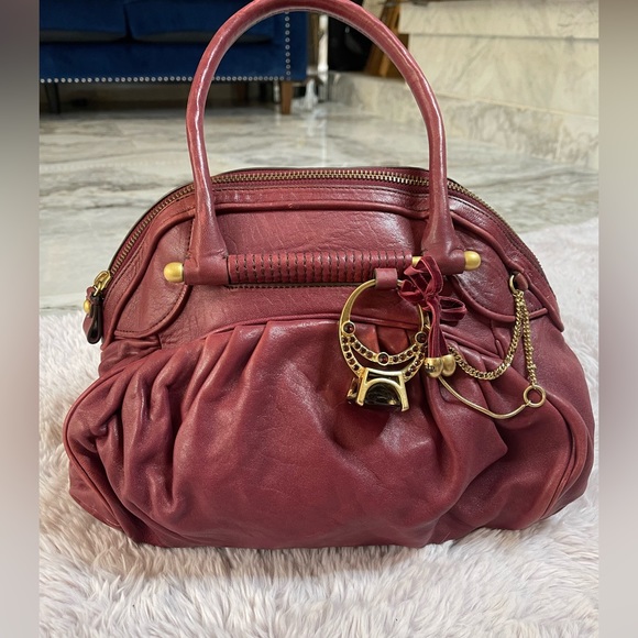 Y2K Juicy Couture Leather Plum Purple Red Handbag - Picture 1 of 7